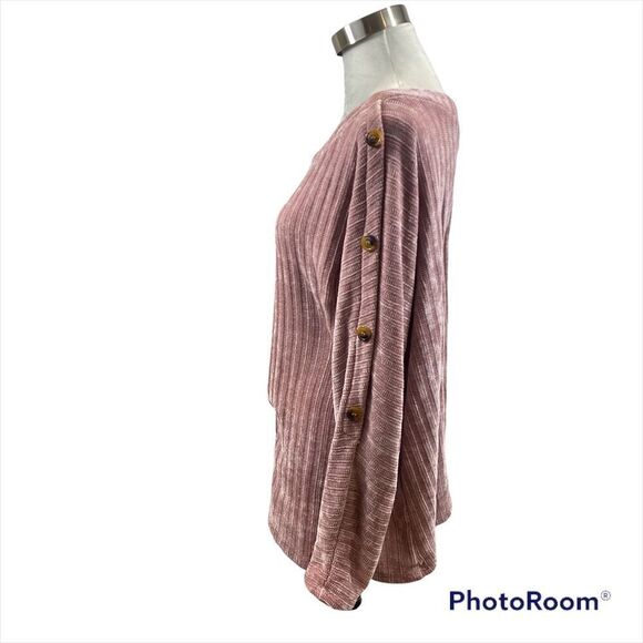 BY Design Dusty Rose Sweater with Buttons Down Sleeves Size 2X - Picture 8 of 12